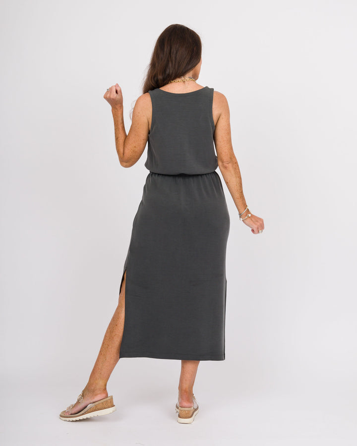 Spanx Air Essentials Cinched Maxi Tank Dress - Washed Graphite