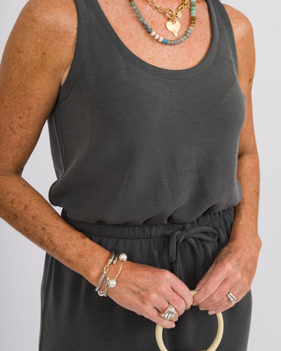 Spanx Air Essentials Cinched Maxi Tank Dress - Washed Graphite