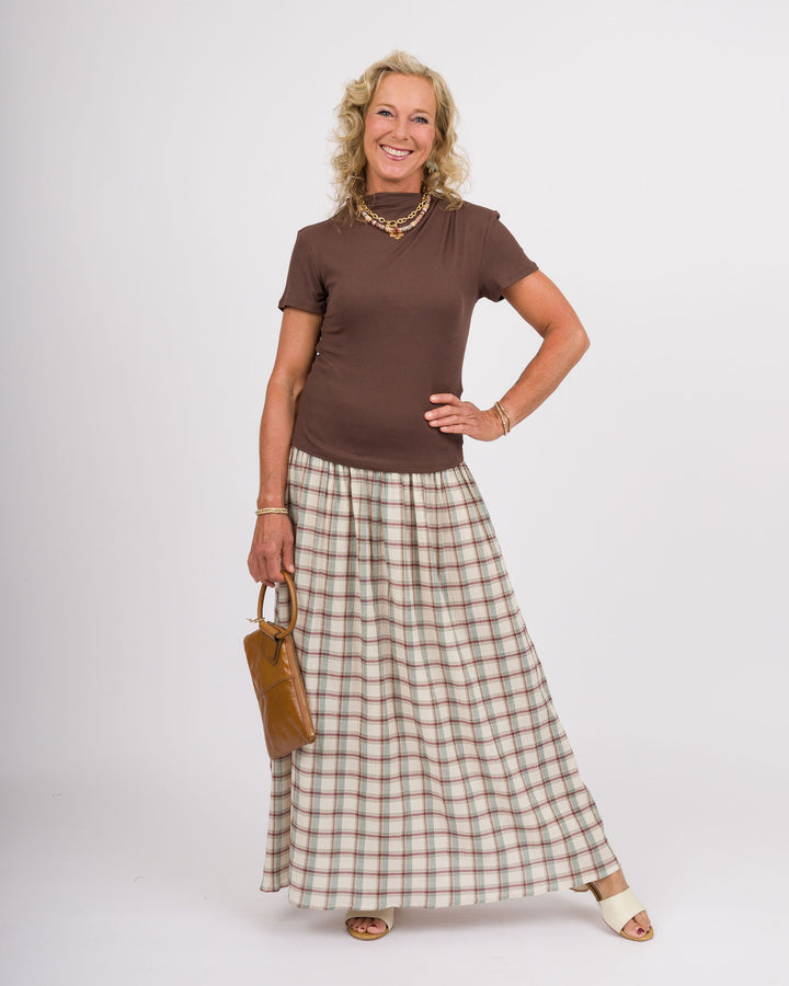 Haynes Wine Grey Smocked Skirt