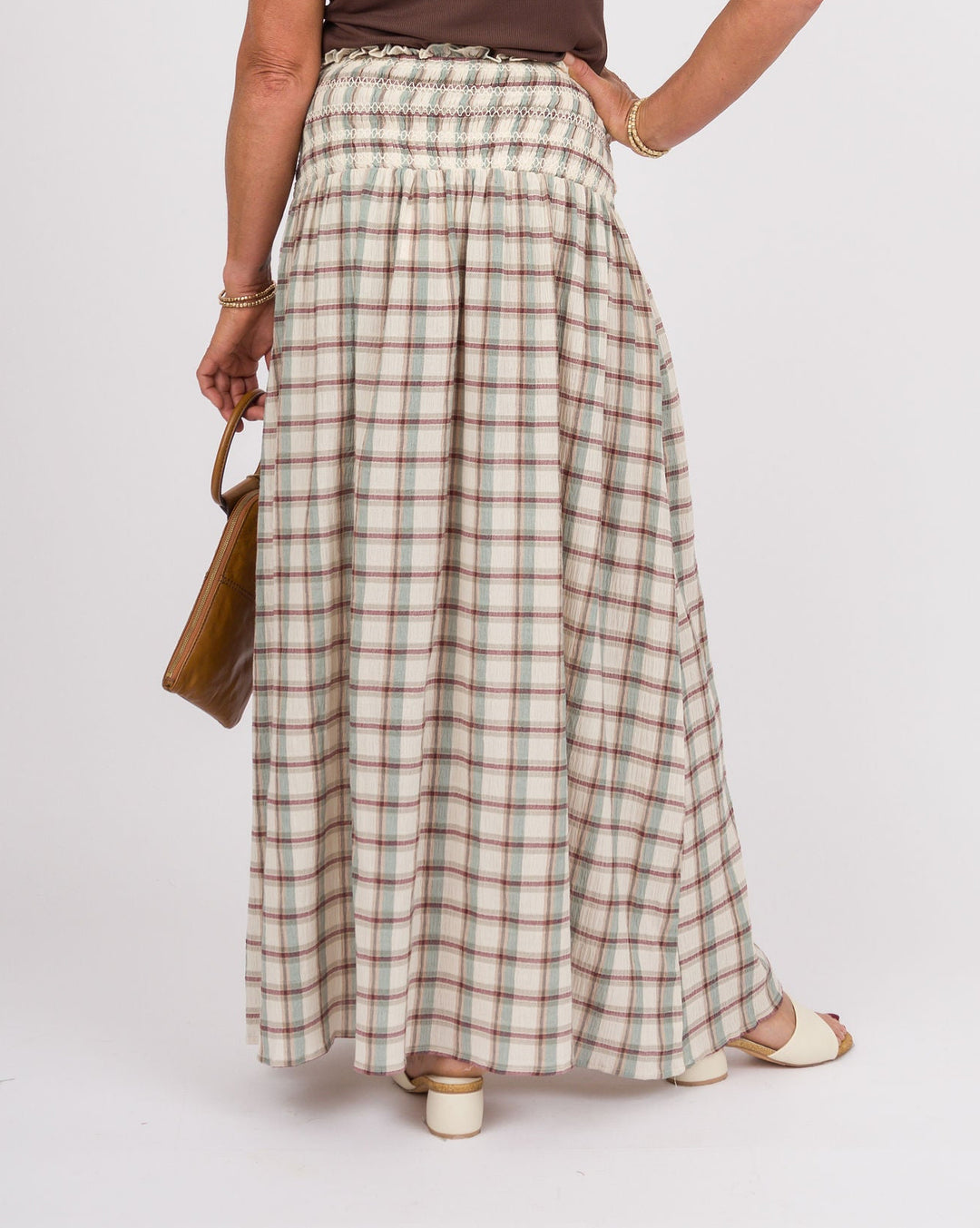 Haynes Wine Grey Smocked Skirt