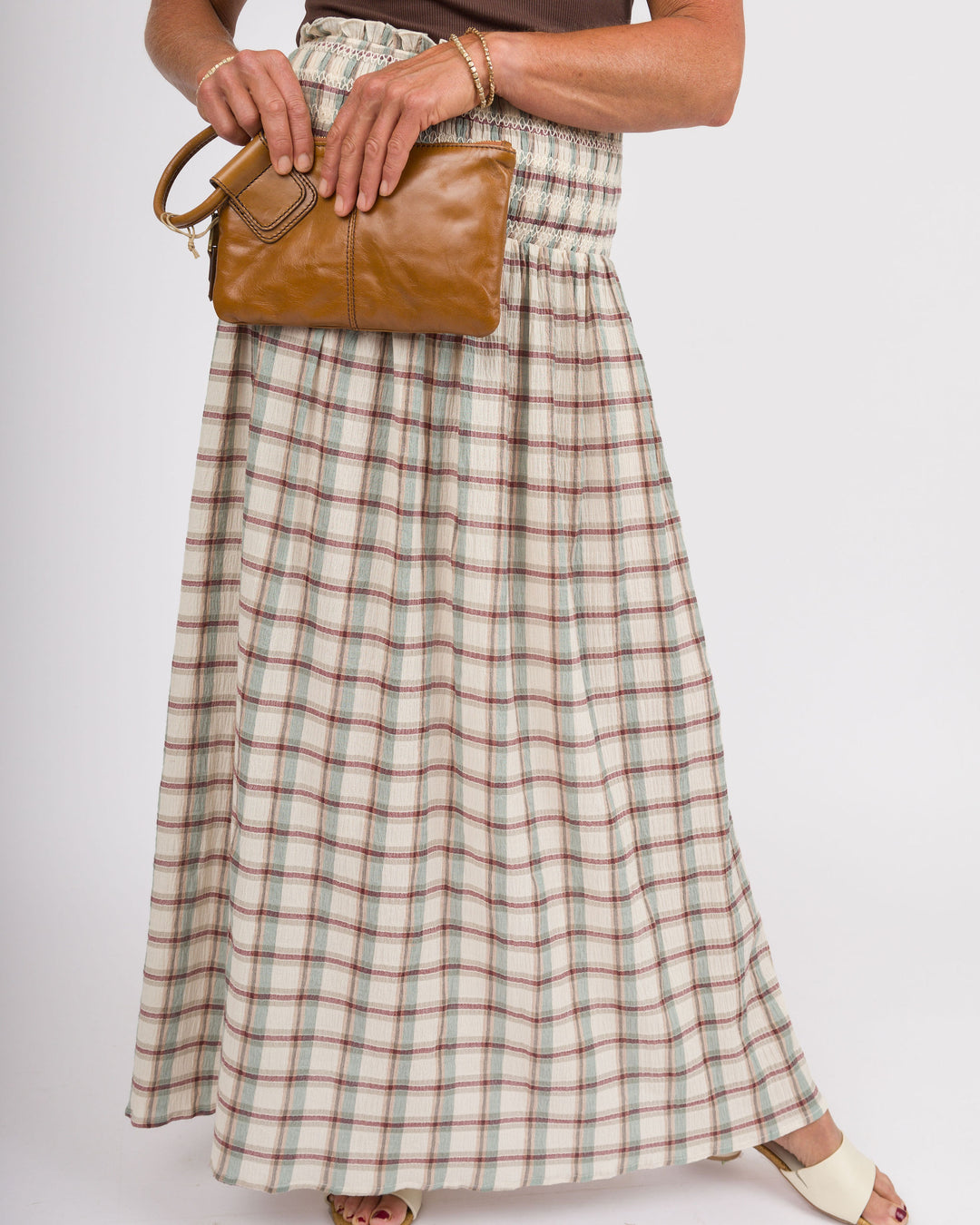 Haynes Wine Grey Smocked Skirt