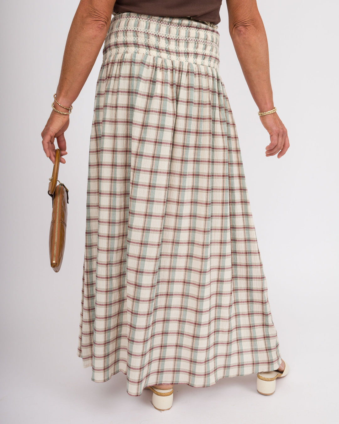 Haynes Wine Grey Smocked Skirt