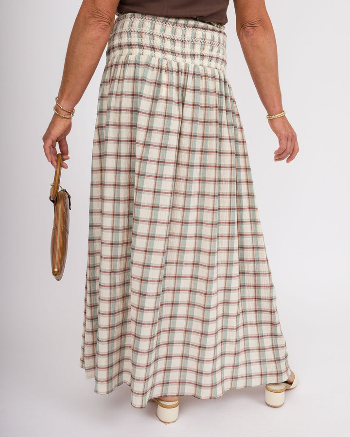 Haynes Wine Grey Smocked Skirt