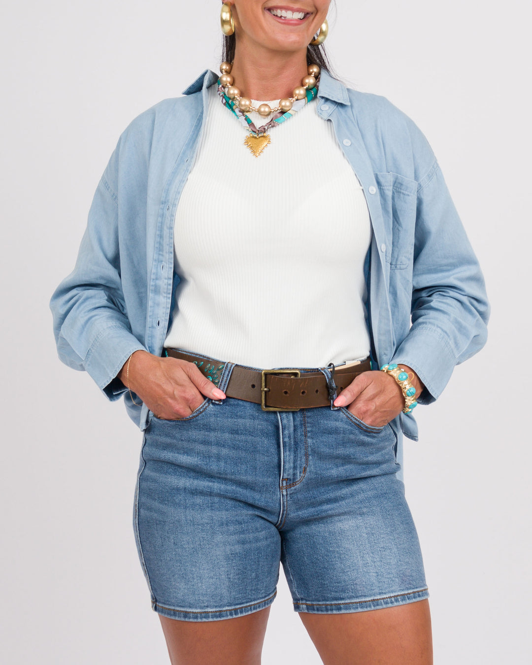 Judy Blue High Waist 2 Button Dad Shorts