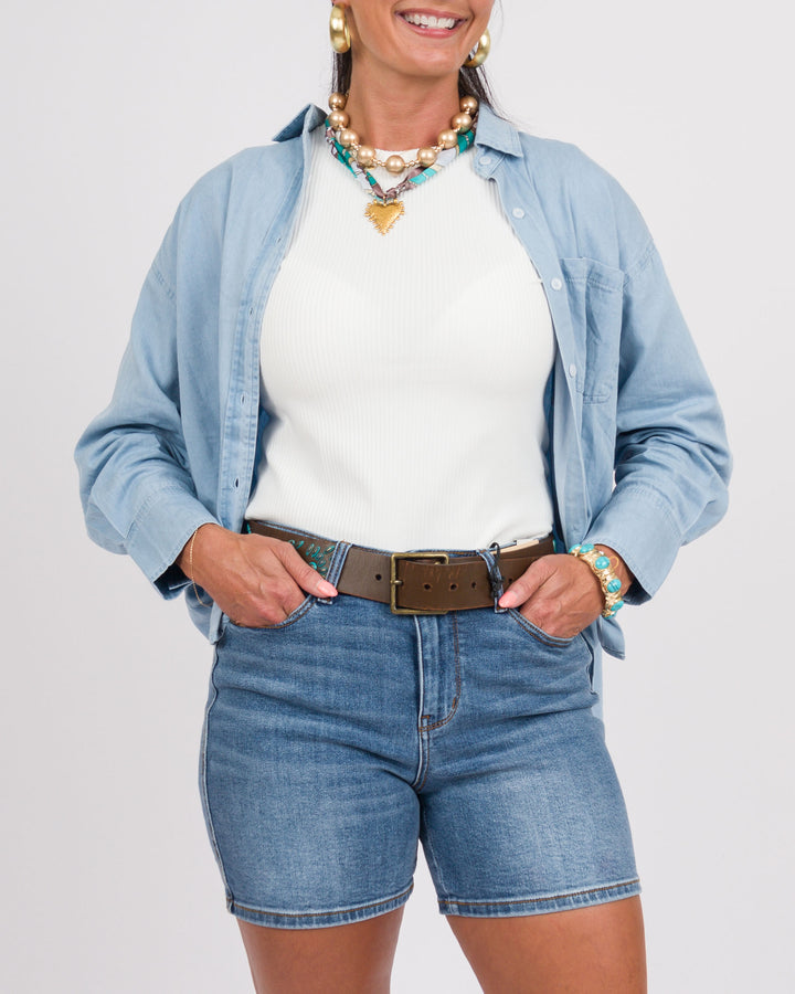 Judy Blue High Waist 2 Button Dad Shorts