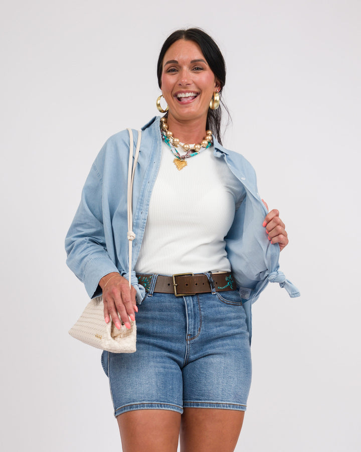 Judy Blue High Waist 2 Button Dad Shorts
