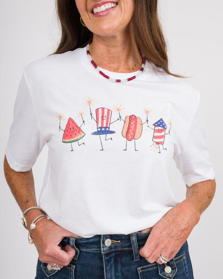 USA Fireworks Hotdog Tee