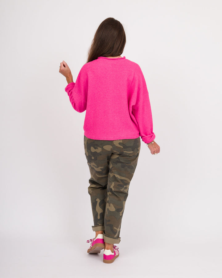 Long Sleeve Cardigan Hot Pink