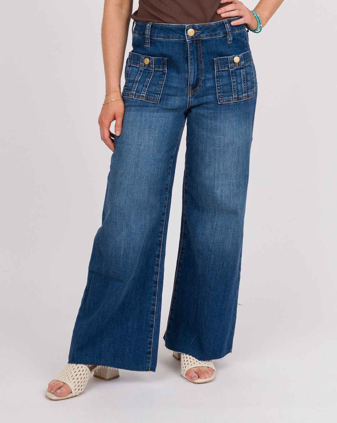 KUT from the Kloth Meg High Rise Patch Pocket Wide Leg Jeans