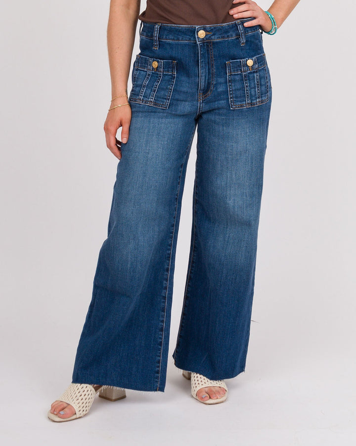 KUT from the Kloth Meg High Rise Patch Pocket Wide Leg Jeans