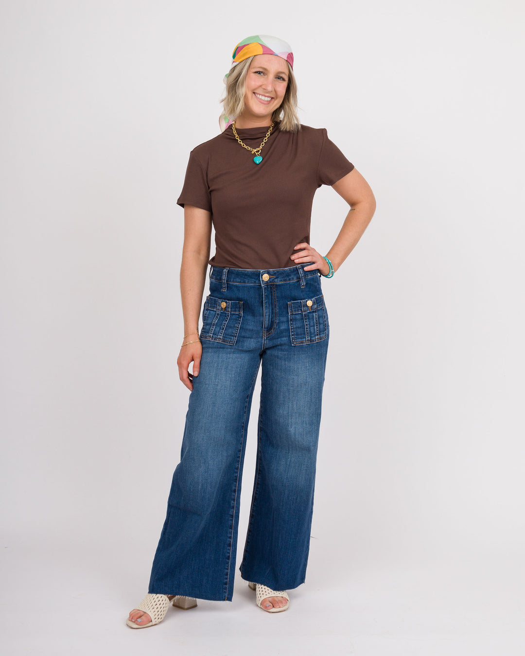 KUT from the Kloth Meg High Rise Patch Pocket Wide Leg Jeans