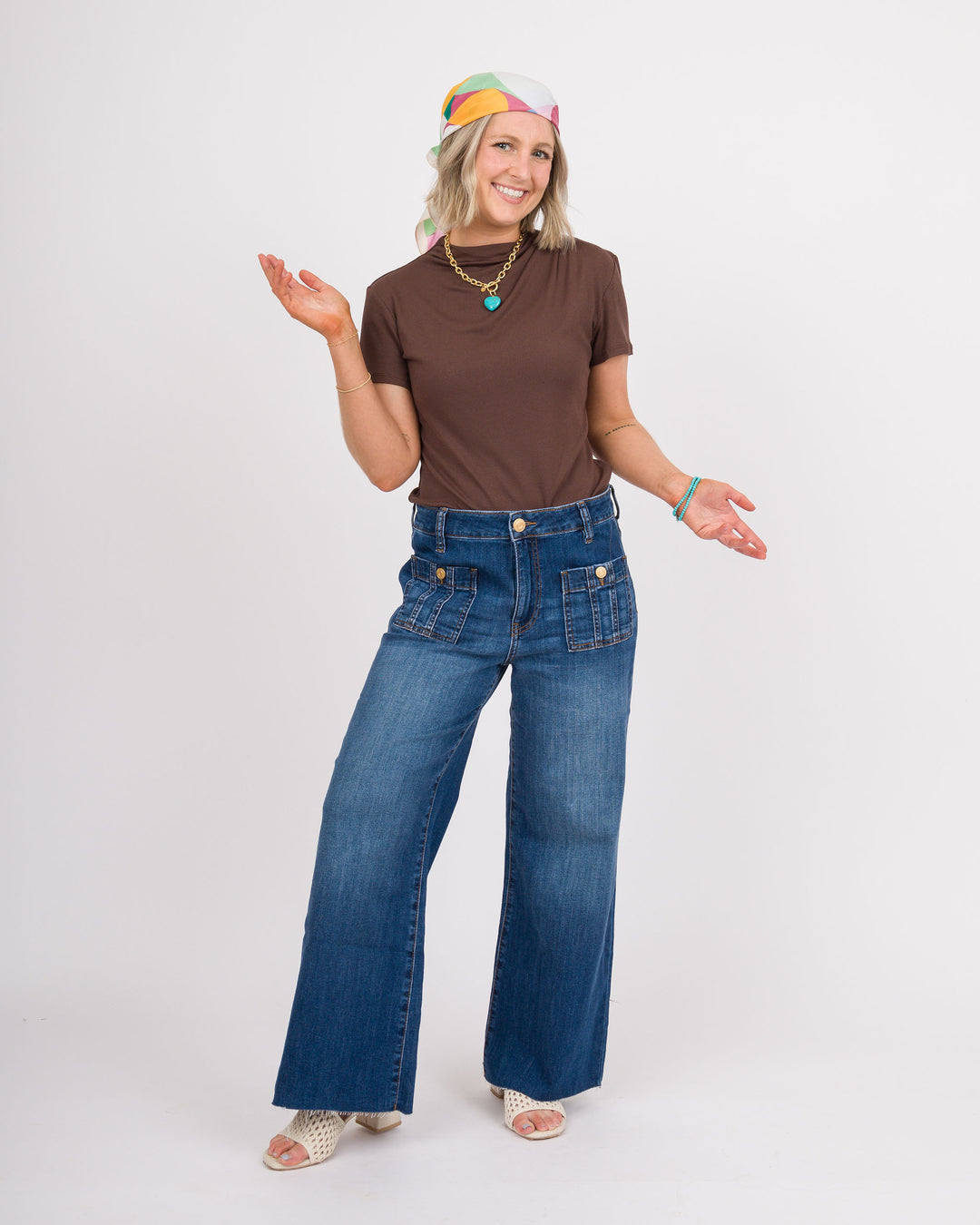 KUT from the Kloth Meg High Rise Patch Pocket Wide Leg Jeans