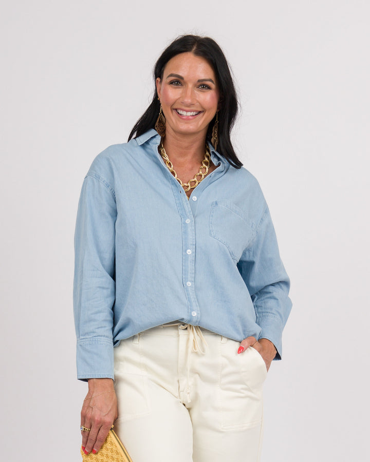 Loose Fit Denim Shirt - Light Wash