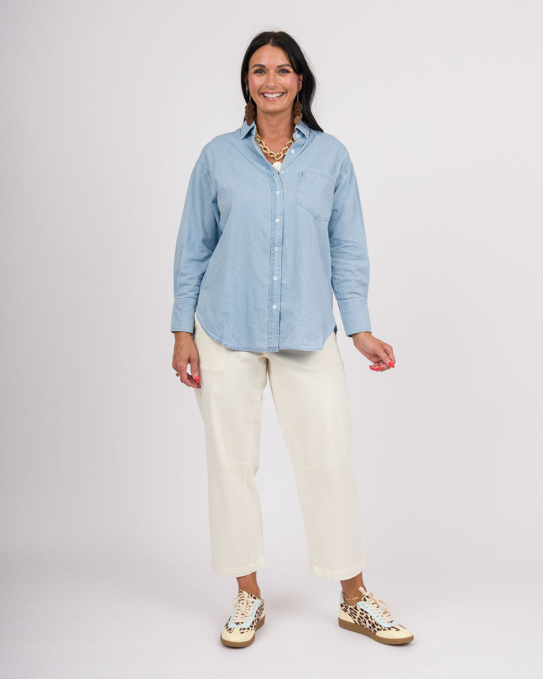Loose Fit Denim Shirt - Light Wash