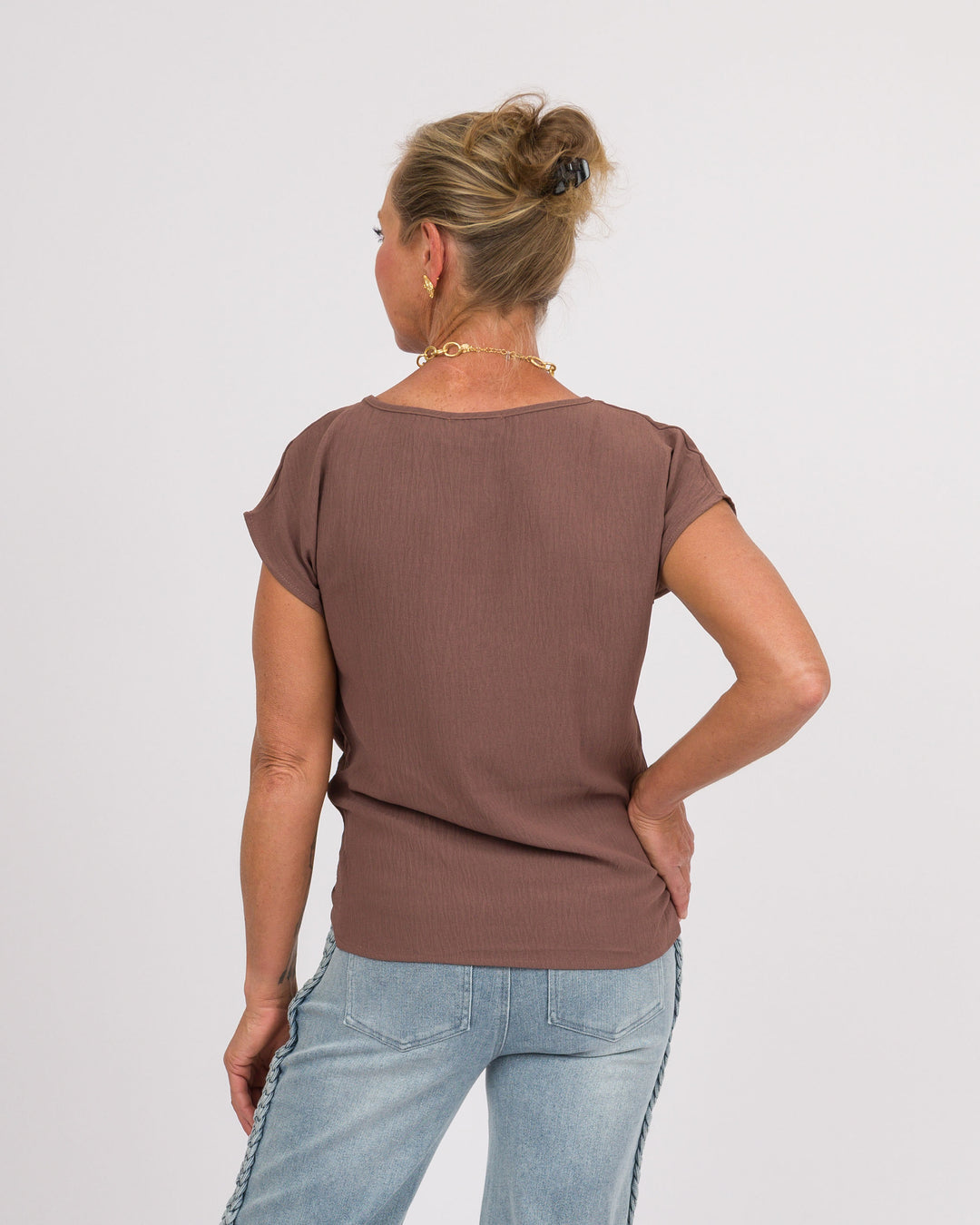 Brown Tee with Front Knot