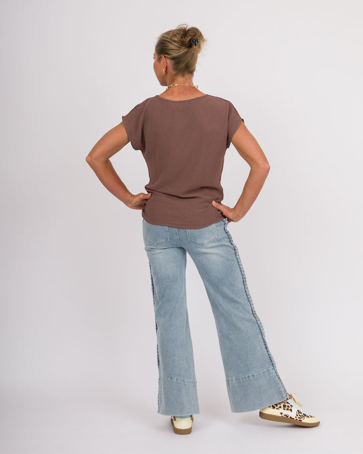 Brown Tee with Front Knot