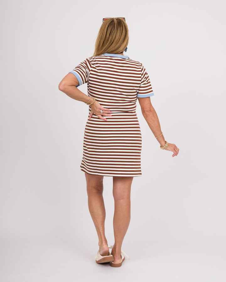 Anakin Striped Mini Dress - Chocolate