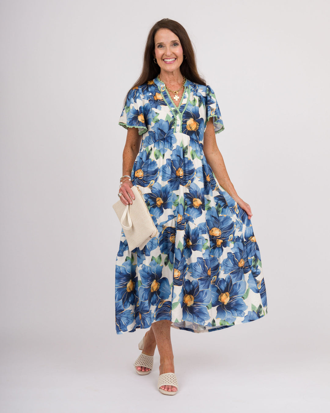 Blue Tropical Midi Dress – Hip Chics Boutique