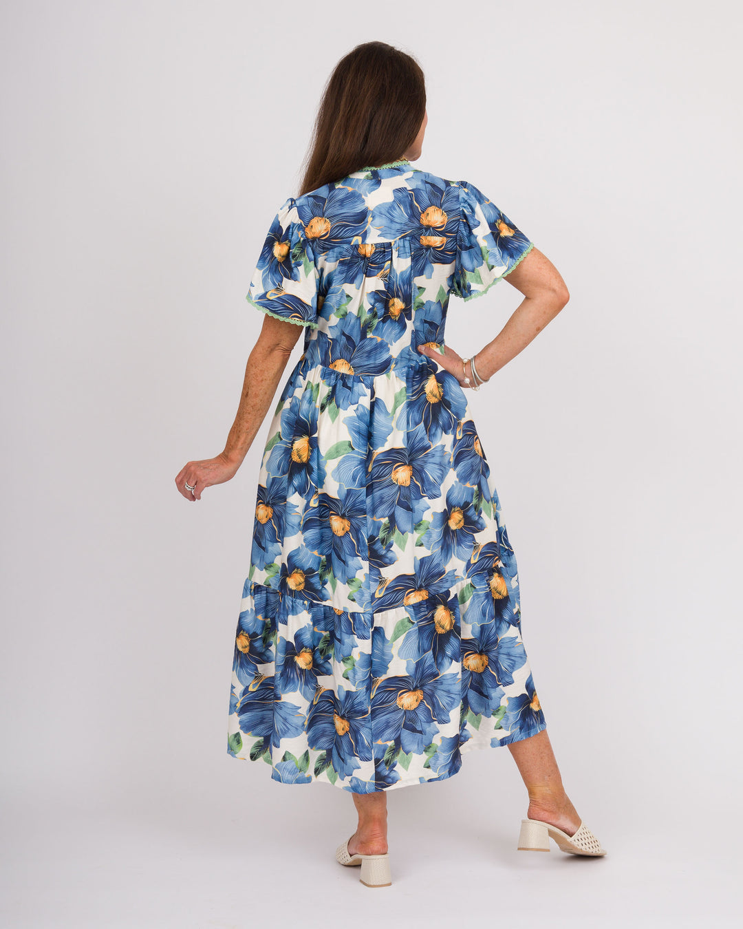 Blue Tropical Midi Dress
