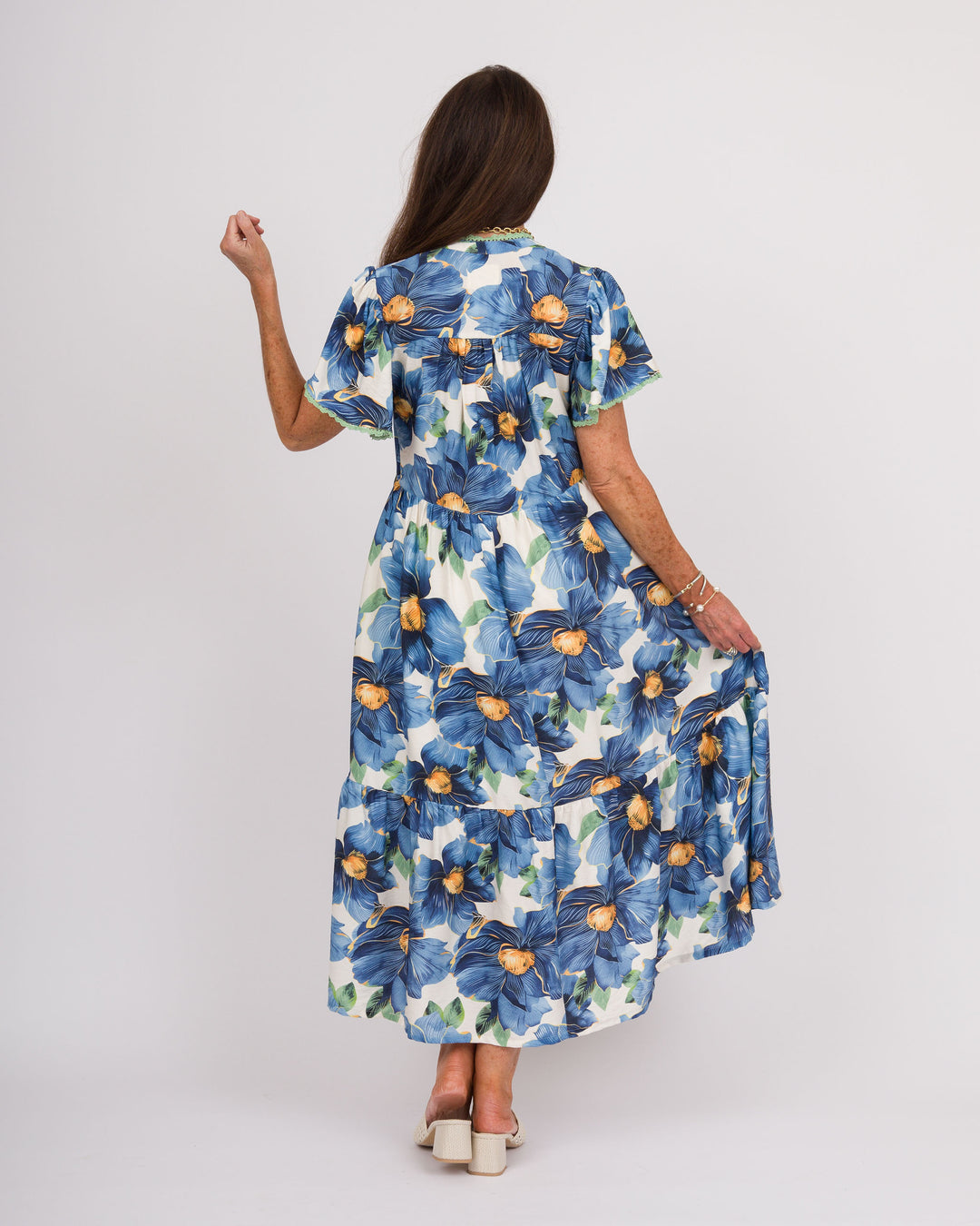 Blue Tropical Midi Dress