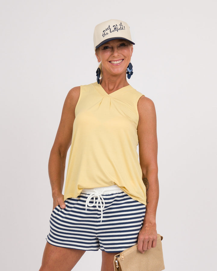 Erin Pleat Back Tank Top - Citrus