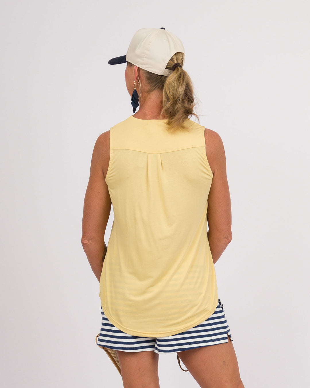 Erin Pleat Back Tank Top - Citrus