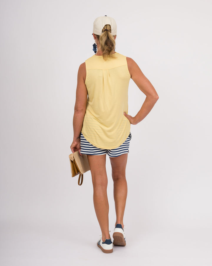 Erin Pleat Back Tank Top - Citrus