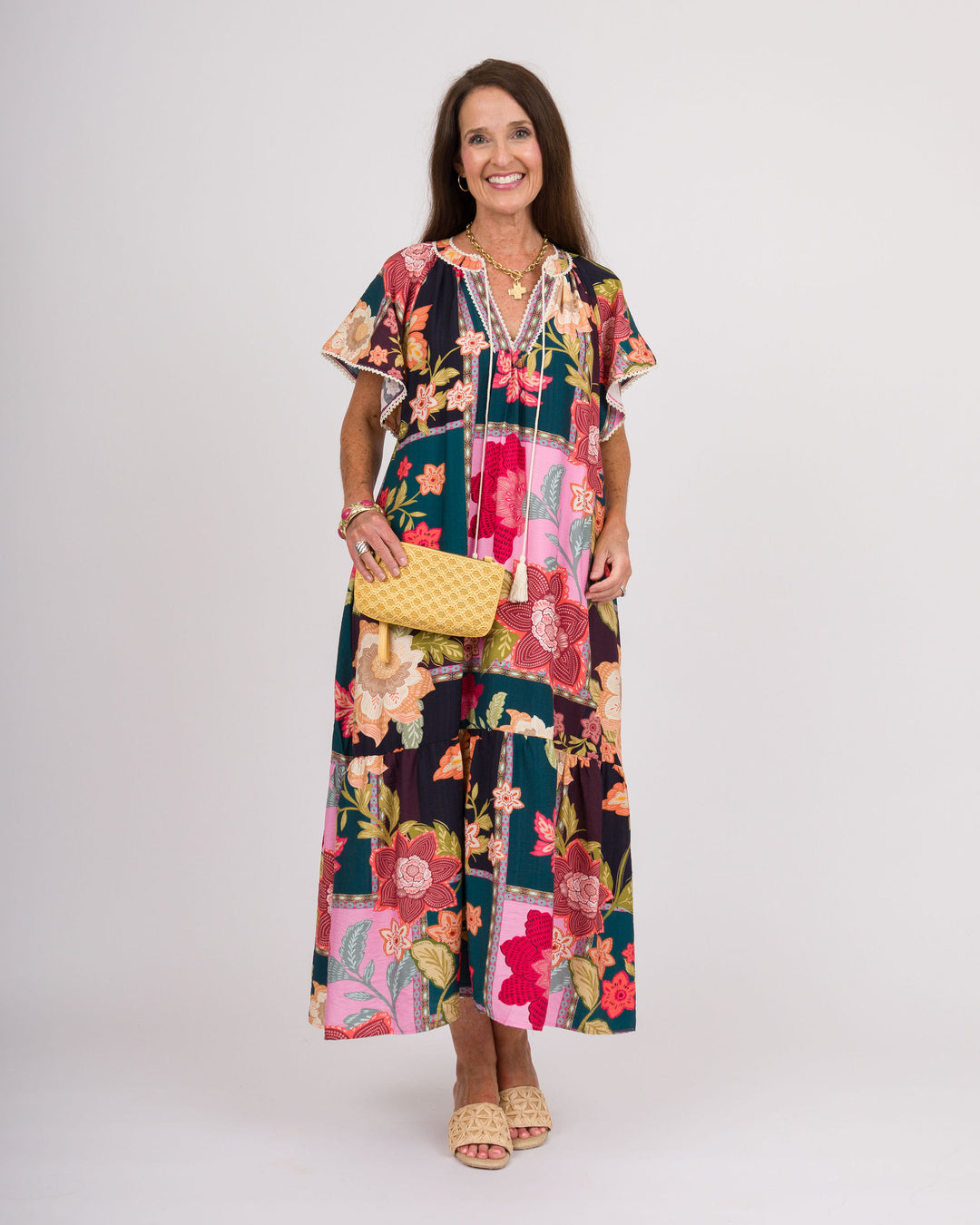 Pink Floral Patchwork Dress