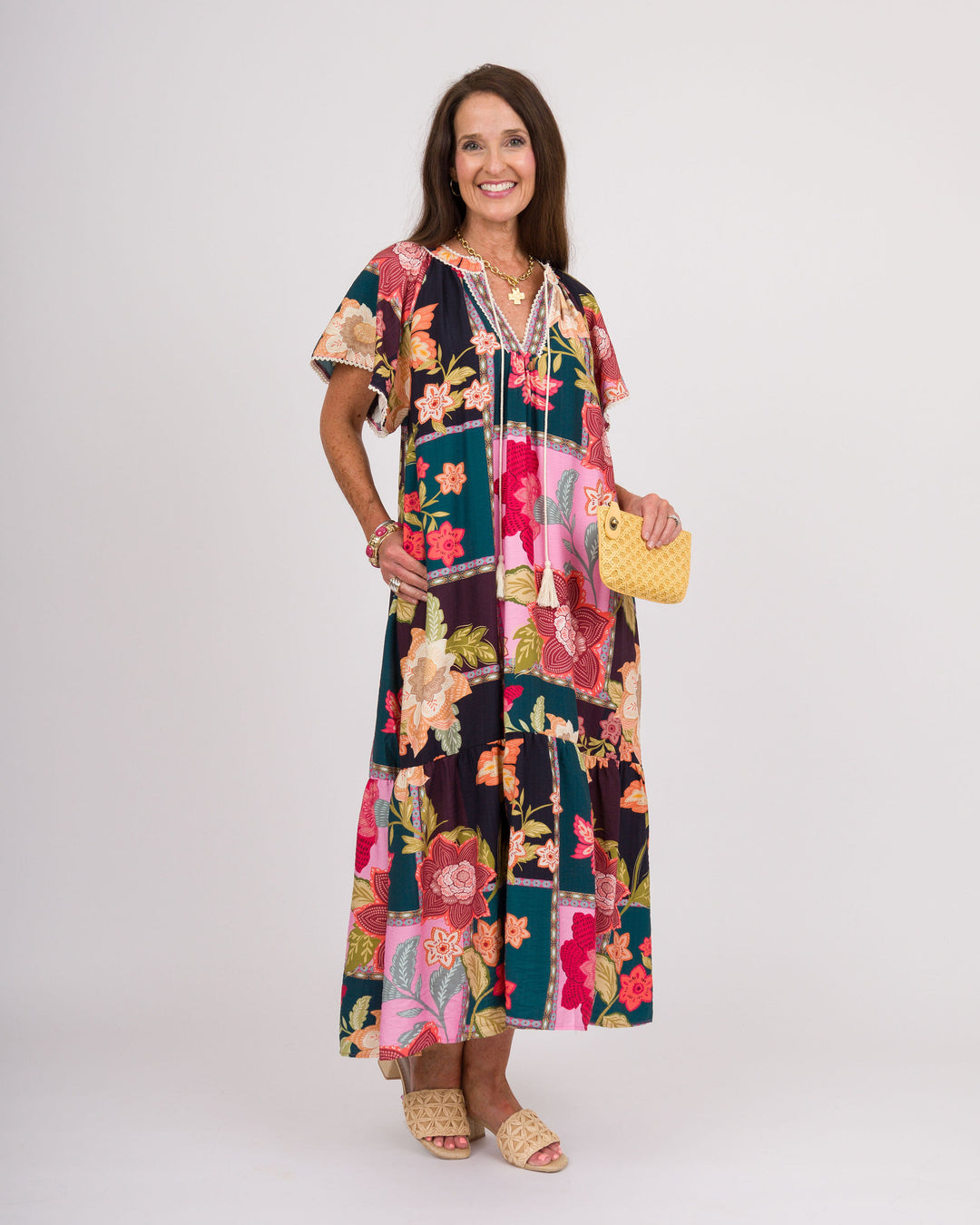 Pink Floral Patchwork Dress