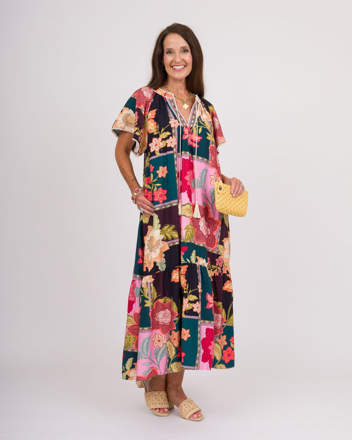 Pink Floral Patchwork Dress