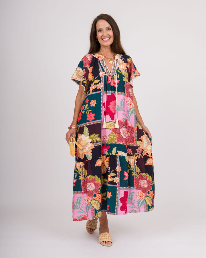 Pink Floral Patchwork Dress