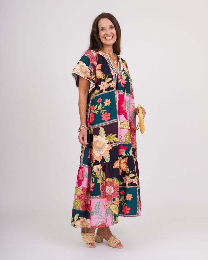 Pink Floral Patchwork Dress