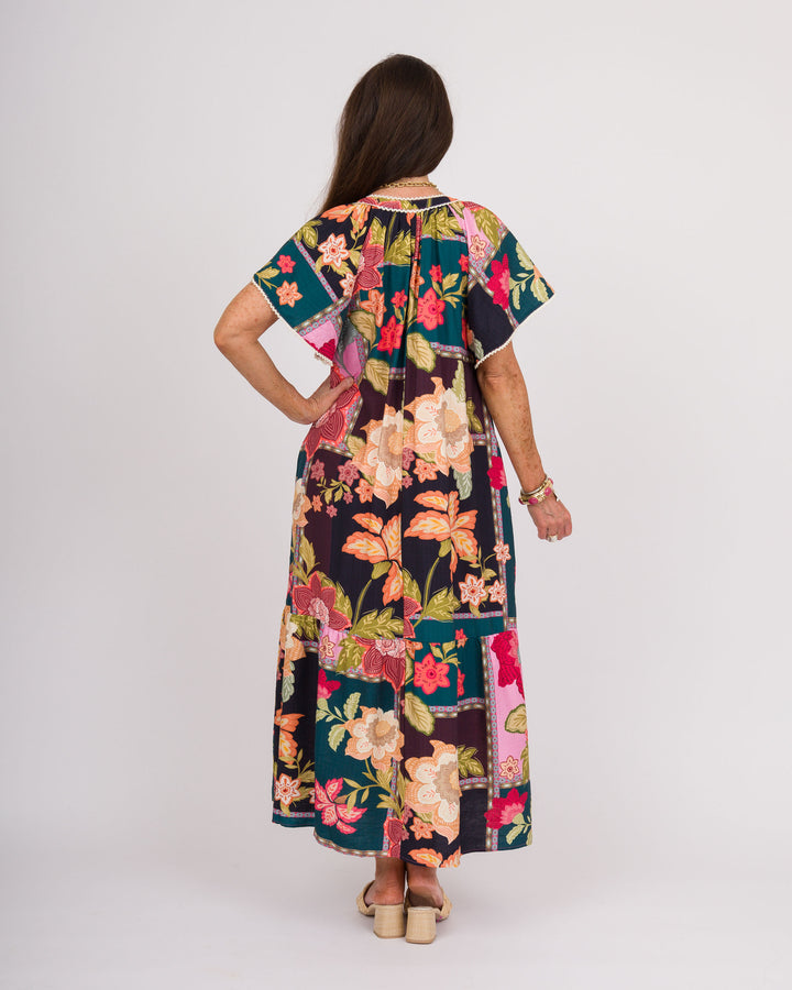 Pink Floral Patchwork Dress