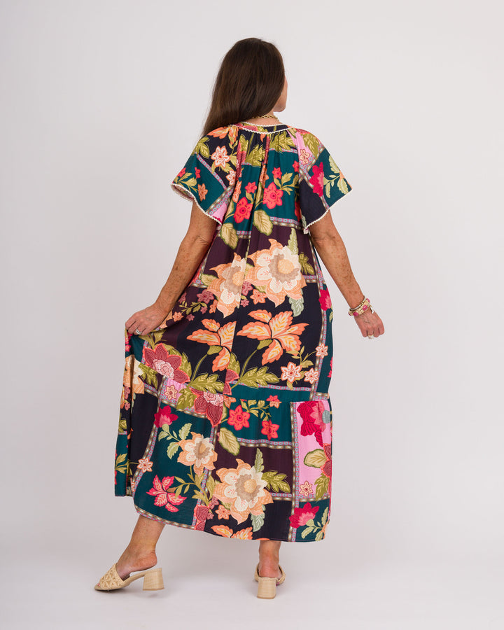 Pink Floral Patchwork Dress