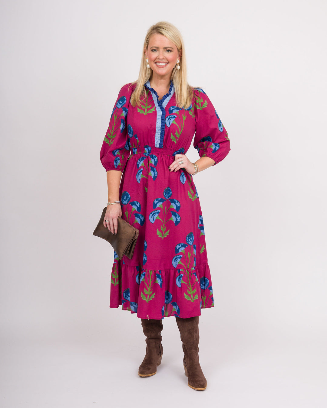 Angela Midi Dress - Berry
