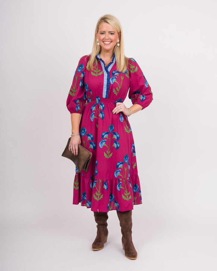 Angela Midi Dress - Berry