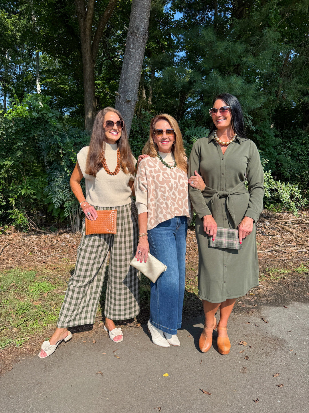 Melina Checkered Wide Leg Pants - Olive