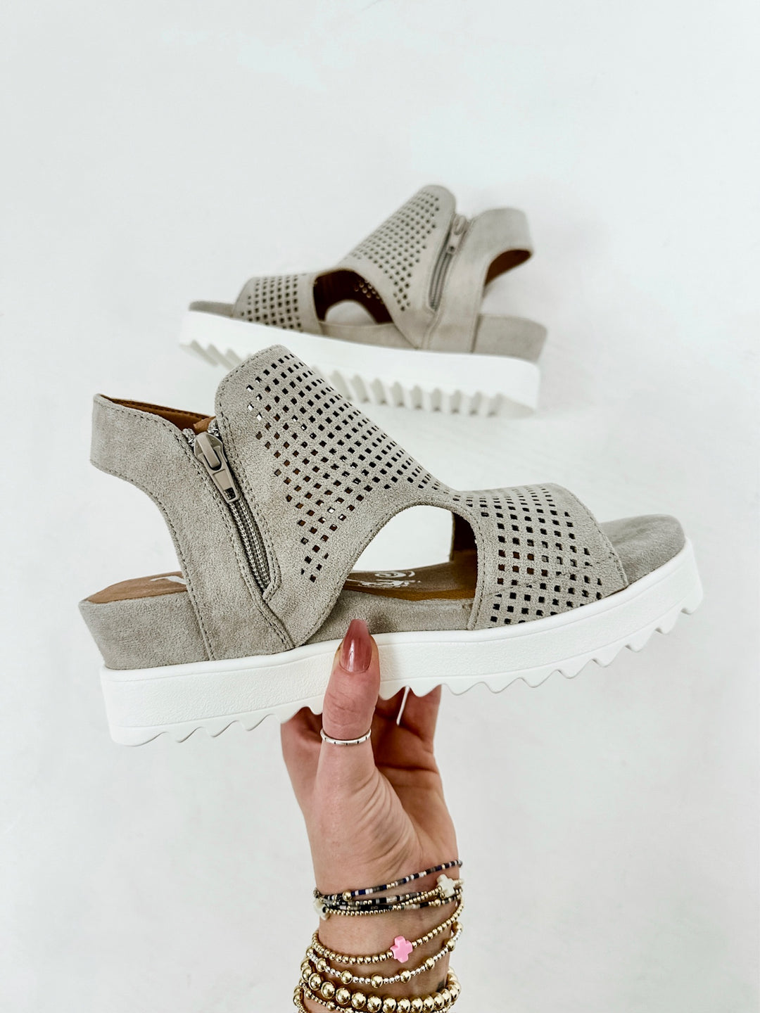 Amy Platform Sandals - Light Grey