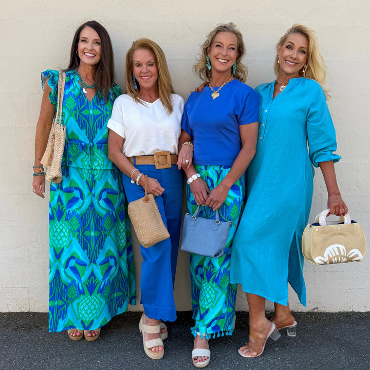 Scalloped Hem Pants - Ocean