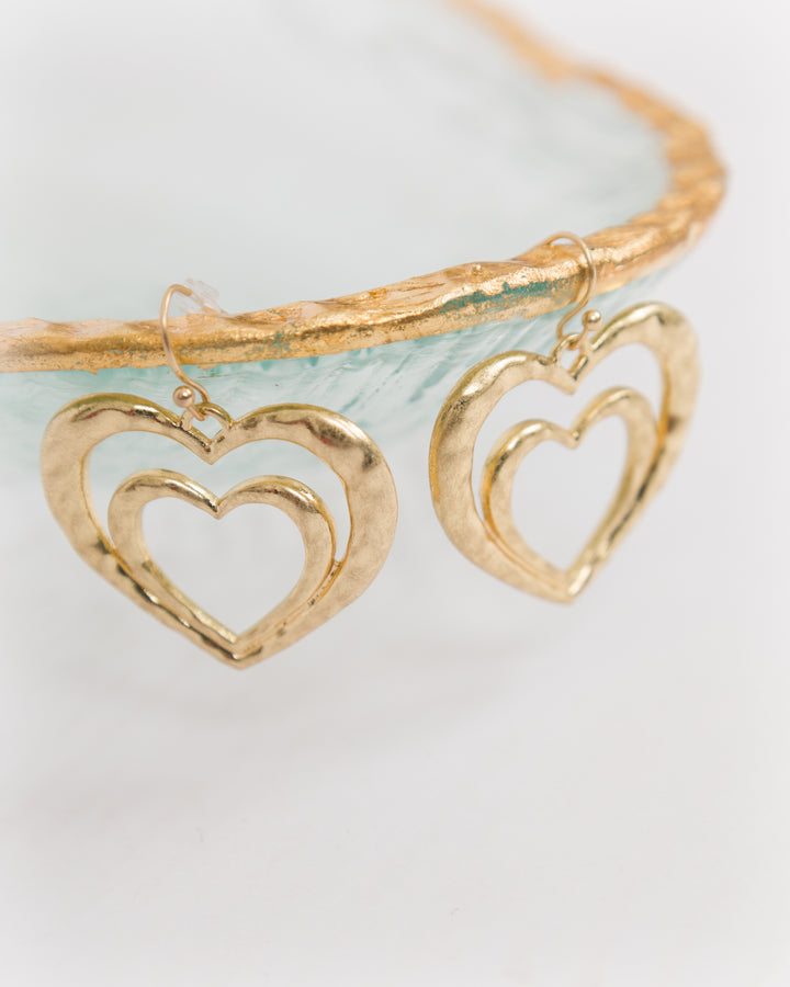 GoldTwo Heart Earrings