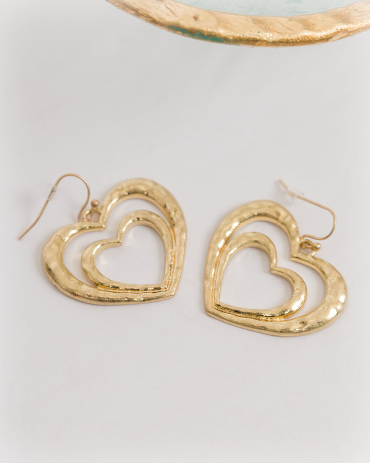 GoldTwo Heart Earrings