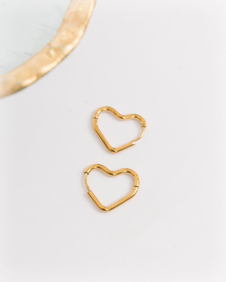 Small Gold Open Heart Earrings