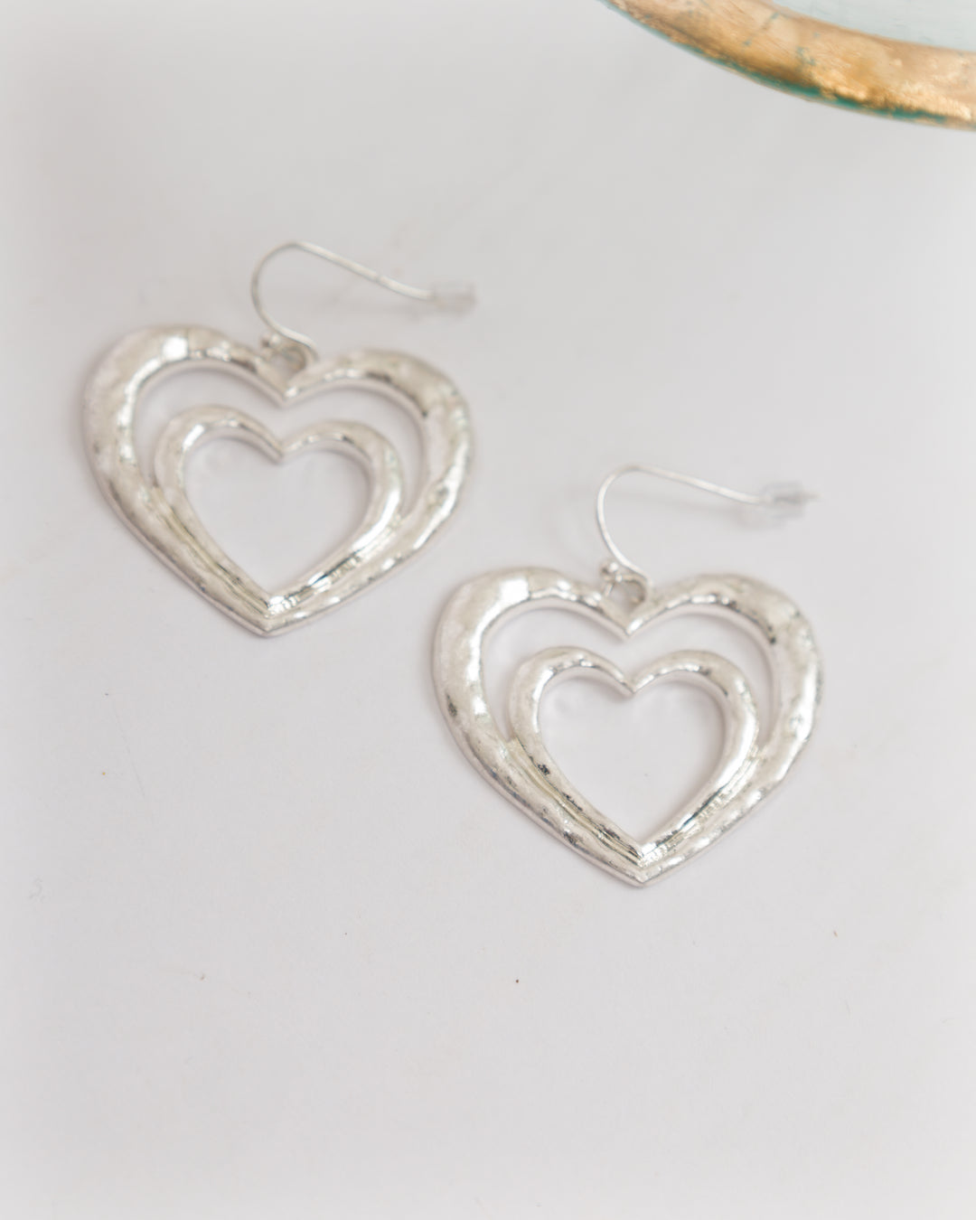 Silver Two Heart Earrings