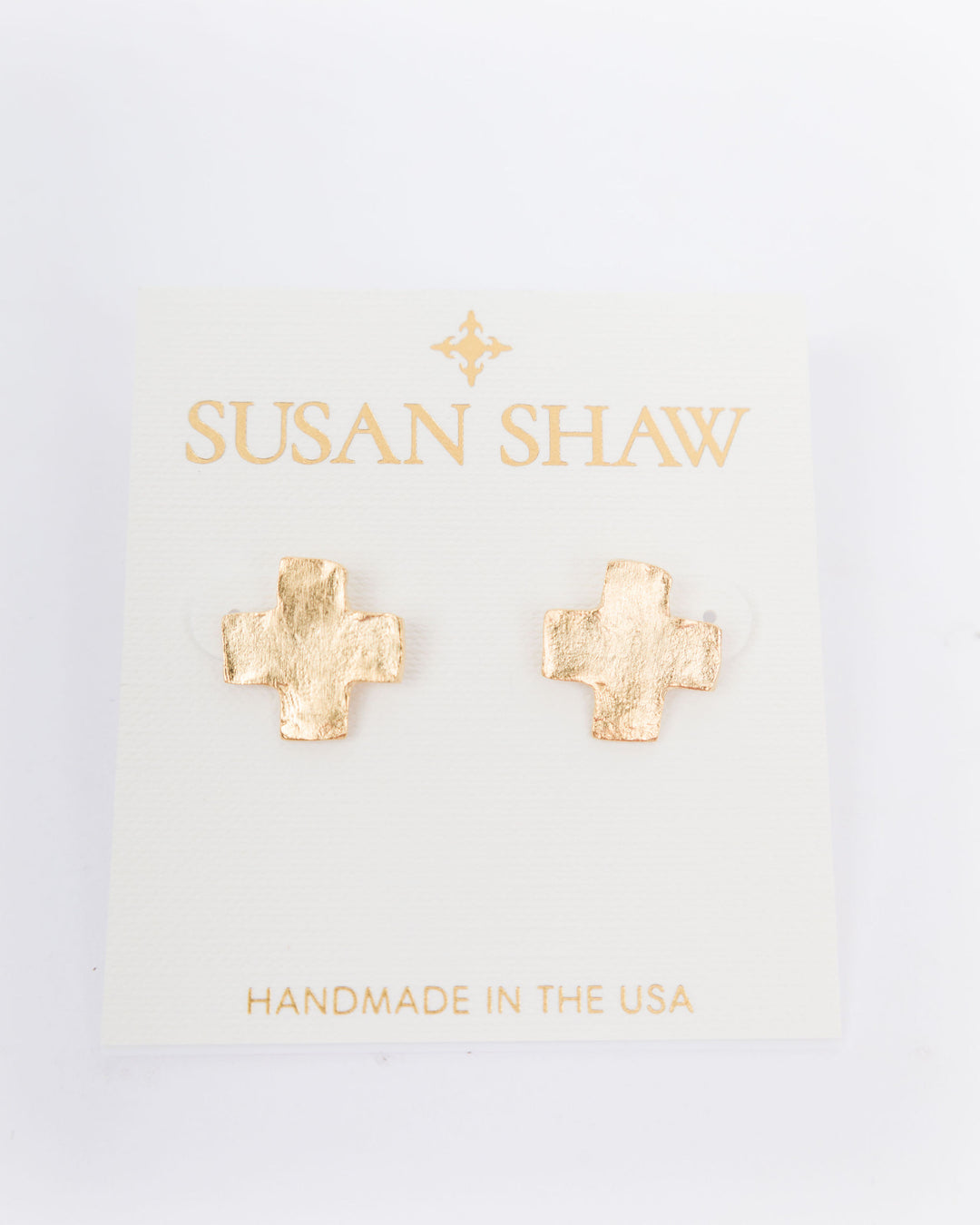 Susan Shaw Gold Small Cross Post Earrings