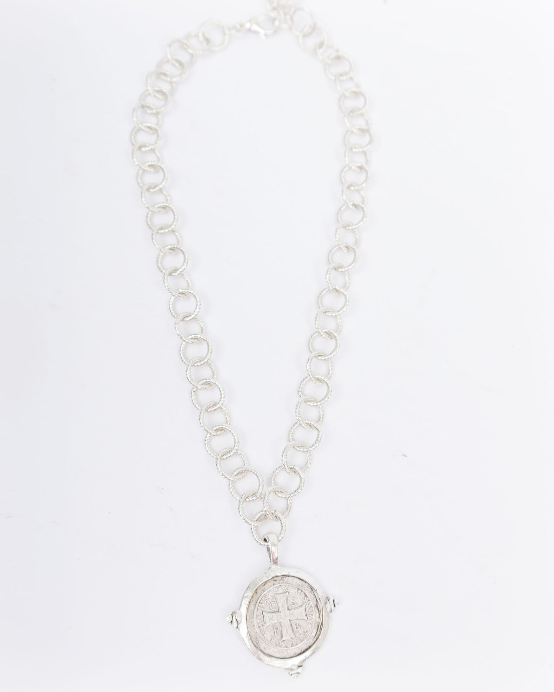 Susan Shaw St Benedict Cross Silver Coin Necklace