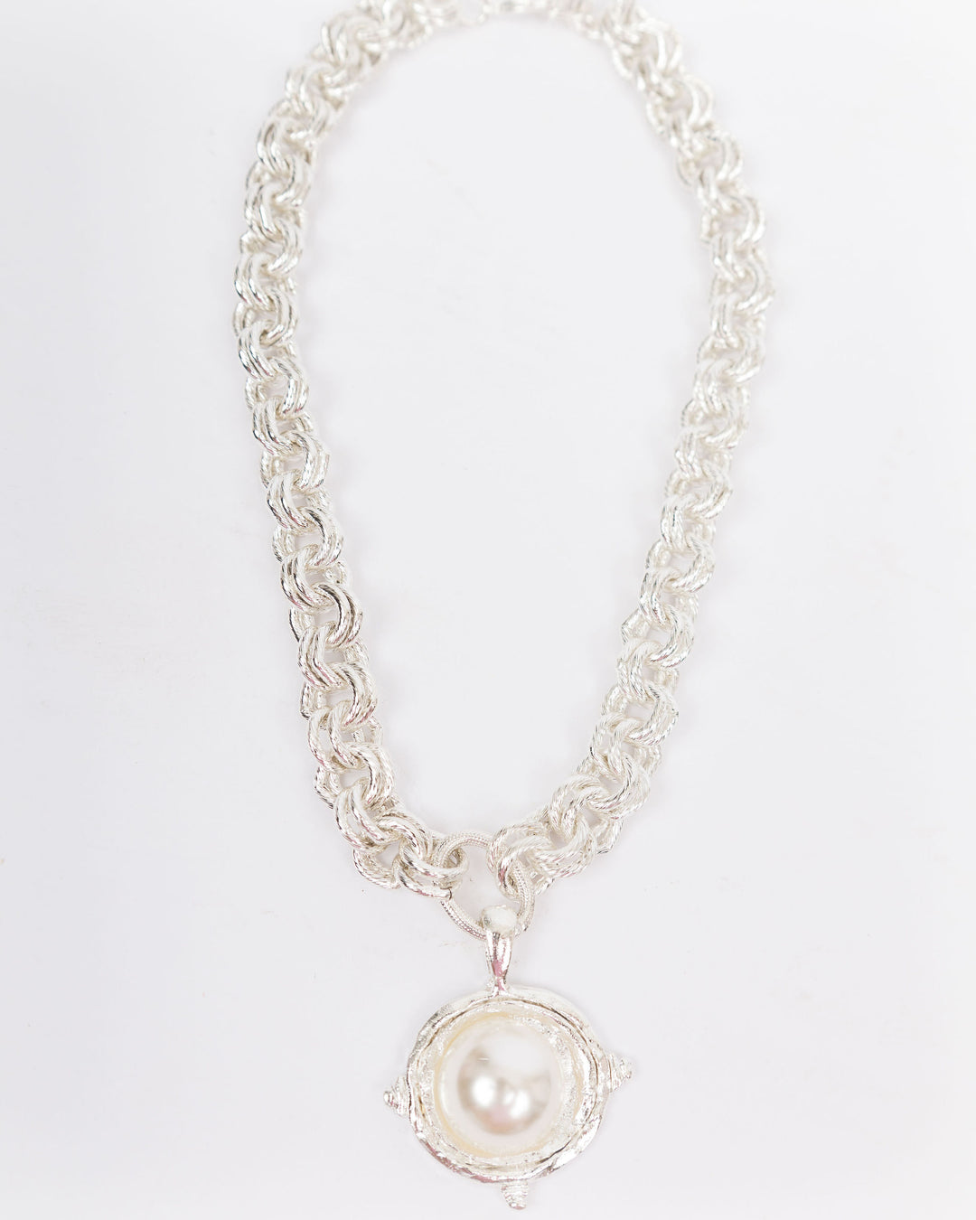 Susan Shaw Cabachon Pearl Necklace - Silver