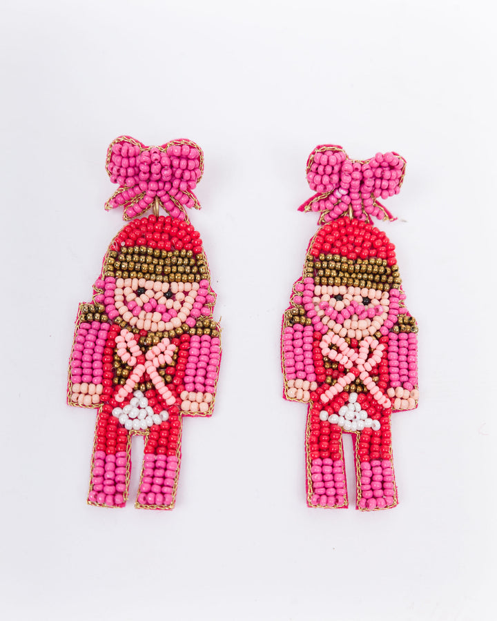 Holiday Seed Bead Earrings Nutcracker