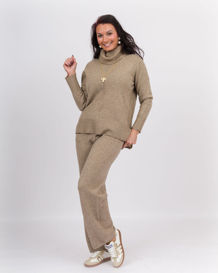 Beige Heather Wide Leg Bottoms