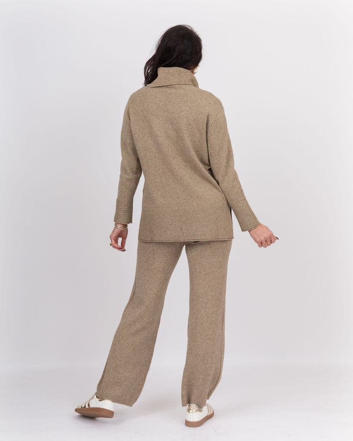 Beige Heather Wide Leg Bottoms