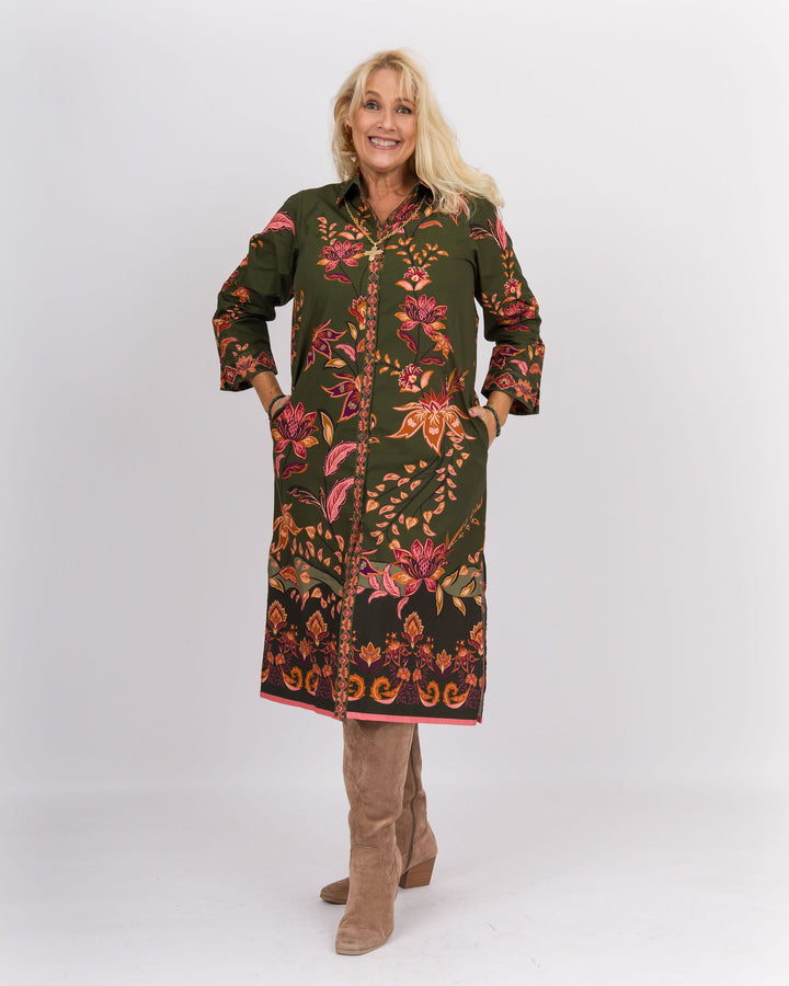 Eliza Dress Olive Trails
